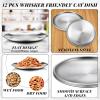 imageDomensi 12 Pieces Stainless Steel Whisker Friendly Cat Bowl Shallow Cat Food Dish 67 Inch Wet Feeding Bowls Flat Pet Dish Small Pet Plate for Kittens Ferrets Stray67 Inch