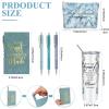 imageDomensi 6 Pcs Employee Appreciation Gift Set for Women Female Christmas Thank You Gift May You Be Proud 20 oz Rustic Marble Sign Tumbler Makeup Bag Journal for Teacher Nurse Lady Work BusinessWhiteBlue