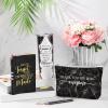 imageDomensi 6 Pcs Employee Appreciation Gift Set for Women Female Christmas Thank You Gift May You Be Proud 20 oz Rustic Marble Sign Tumbler Makeup Bag Journal for Teacher Nurse Lady Work BusinessWhiteBlack