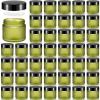 imageDomensi 72 Pcs 2 oz Glass Jars with Lids Travel Size Round Leakproof Empty Cosmetic Jars with Inner Liners Lid for Storing Makeup Lotions Face Cream Ointments Candle DIY Making BlackPea Green