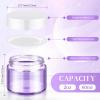imageDomensi 72 Pcs 2 oz Glass Jars with Lids Travel Size Round Leakproof Empty Cosmetic Jars with Inner Liners Lid for Storing Makeup Lotions Face Cream Ointments Candle DIY Making BlackLight Purple