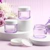 imageDomensi 72 Pcs 2 oz Glass Jars with Lids Travel Size Round Leakproof Empty Cosmetic Jars with Inner Liners Lid for Storing Makeup Lotions Face Cream Ointments Candle DIY Making BlackLight Purple
