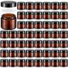 imageDomensi 72 Pcs 2 oz Glass Jars with Lids Travel Size Round Leakproof Empty Cosmetic Jars with Inner Liners Lid for Storing Makeup Lotions Face Cream Ointments Candle DIY Making BlackAmber