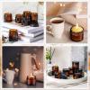 imageDomensi 72 Pcs 2 oz Glass Jars with Lids Travel Size Round Leakproof Empty Cosmetic Jars with Inner Liners Lid for Storing Makeup Lotions Face Cream Ointments Candle DIY Making BlackAmber