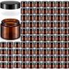 imageDomensi 72 Pcs 2 oz Glass Jars with Lids Travel Size Round Leakproof Empty Cosmetic Jars with Inner Liners Lid for Storing Makeup Lotions Face Cream Ointments Candle DIY Making BlackAmber