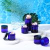 imageDomensi 72 Pcs 2 oz Glass Jars with Lids Travel Size Round Leakproof Empty Cosmetic Jars with Inner Liners Lid for Storing Makeup Lotions Face Cream Ointments Candle DIY Making BlackCobalt Blue