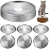 imageDomensi 12 Pieces Stainless Steel Whisker Friendly Cat Bowl Shallow Cat Food Dish 67 Inch Wet Feeding Bowls Flat Pet Dish Small Pet Plate for Kittens Ferrets Stray67 Inch