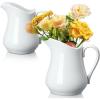 imageDomensi 2 Pcs 34oz White Ceramic Pitcher Vase Farmhouse Jug Vase Rustic Ceramic Pitchers with Handle Vintage White Flower Pots for Living Room Home Decor Bouquet Floral Arrangement Gifts