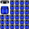 imageDomensi 72 Pcs 2 oz Glass Jars with Lids Travel Size Round Leakproof Empty Cosmetic Jars with Inner Liners Lid for Storing Makeup Lotions Face Cream Ointments Candle DIY Making BlackRoyal Blue