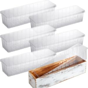 imageDomensi 25 Pcs Plastic Liners for Planters Planter Box Liner Clear Rectangular Plastic Window Flower Box 162quot l x 3quot W x 35quot H for Indoor Outdoor