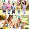 imageDomensi 12 Pcs Easter Basket Set for Kids Canvas Easter Baskets with Handles and Plush Bunny Ear Headbands Reusable Small Bags Bulk for Egg Hunt SuppliesCuteCute