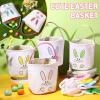 imageDomensi 12 Pcs Easter Basket Set for Kids Canvas Easter Baskets with Handles and Plush Bunny Ear Headbands Reusable Small Bags Bulk for Egg Hunt SuppliesCuteFootprints