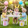 imageDomensi 12 Pcs Easter Basket Set for Kids Canvas Easter Baskets with Handles and Plush Bunny Ear Headbands Reusable Small Bags Bulk for Egg Hunt SuppliesCuteMacaron