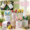 imageDomensi 12 Pcs Easter Basket Set for Kids Canvas Easter Baskets with Handles and Plush Bunny Ear Headbands Reusable Small Bags Bulk for Egg Hunt SuppliesCuteChildlike Delight