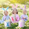 imageDomensi 12 Pcs Easter Basket Set for Kids Canvas Easter Baskets with Handles and Plush Bunny Ear Headbands Reusable Small Bags Bulk for Egg Hunt SuppliesCuteRabbit Ears