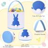 imageDomensi 12 Pcs Easter Basket Set for Kids Canvas Easter Baskets with Handles and Plush Bunny Ear Headbands Reusable Small Bags Bulk for Egg Hunt SuppliesCuteMacaron