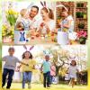 imageDomensi 12 Pcs Easter Basket Set for Kids Canvas Easter Baskets with Handles and Plush Bunny Ear Headbands Reusable Small Bags Bulk for Egg Hunt SuppliesCuteBright Style
