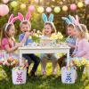 imageDomensi 12 Pcs Easter Basket Set for Kids Canvas Easter Baskets with Handles and Plush Bunny Ear Headbands Reusable Small Bags Bulk for Egg Hunt SuppliesCuteCute