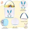 imageDomensi 12 Pcs Easter Basket Set for Kids Canvas Easter Baskets with Handles and Plush Bunny Ear Headbands Reusable Small Bags Bulk for Egg Hunt SuppliesCuteFootprints