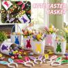 imageDomensi 12 Pcs Easter Basket Set for Kids Canvas Easter Baskets with Handles and Plush Bunny Ear Headbands Reusable Small Bags Bulk for Egg Hunt SuppliesCuteMacaron
