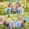imageDomensi 12 Pcs Easter Basket Set for Kids Canvas Easter Baskets with Handles and Plush Bunny Ear Headbands Reusable Small Bags Bulk for Egg Hunt SuppliesCuteCute