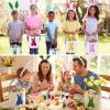 imageDomensi 12 Pcs Easter Basket Set for Kids Canvas Easter Baskets with Handles and Plush Bunny Ear Headbands Reusable Small Bags Bulk for Egg Hunt SuppliesCuteMacaron