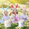 imageDomensi 12 Pcs Easter Basket Set for Kids Canvas Easter Baskets with Handles and Plush Bunny Ear Headbands Reusable Small Bags Bulk for Egg Hunt SuppliesCuteFootprints