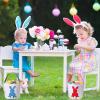 imageDomensi 12 Pcs Easter Basket Set for Kids Canvas Easter Baskets with Handles and Plush Bunny Ear Headbands Reusable Small Bags Bulk for Egg Hunt SuppliesCuteRabbit Ears
