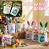 imageDomensi 12 Pcs Easter Basket Set for Kids Canvas Easter Baskets with Handles and Plush Bunny Ear Headbands Reusable Small Bags Bulk for Egg Hunt SuppliesCuteCute