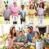 imageDomensi 12 Pcs Easter Basket Set for Kids Canvas Easter Baskets with Handles and Plush Bunny Ear Headbands Reusable Small Bags Bulk for Egg Hunt SuppliesCuteChildlike Delight