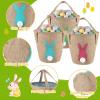 imageDomensi 3 Pack Easter Egg Basket for Kids Bunny Easter Burlap Basket to Carry Eggs Candy and Gifts for Girls Boys Egg Hunt Party Favor Decoration GiftsFluffy Tails Printed Rabbit Toys Bucket Tote