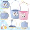 imageDomensi 6 Set Easter Basket for Kids6 Woven Rope Easter Basket for Girls6 Adorable Bunny Headbands Empty Baskets with Handle for Girls Boys Toddler Babies Infant for Egg HuntCute StyleCute Style