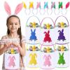 imageDomensi 12 Pcs Easter Basket Set for Kids Canvas Easter Baskets with Handles and Plush Bunny Ear Headbands Reusable Small Bags Bulk for Egg Hunt SuppliesCuteMacaron