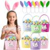 imageDomensi 6 Set Easter Basket for Kids6 Woven Rope Easter Basket for Girls6 Adorable Bunny Headbands Empty Baskets with Handle for Girls Boys Toddler Babies Infant for Egg HuntCute StyleCute Style