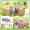 imageDomensi 12 Pcs Easter Tote Bag Set with Bunny Headband Reusable Jute Easter Burlap Totes 6 Bunny Ears Headband for Kids Bulk Bags for Egg Hunt Candy Party Favors Spring Hunting Daily Use