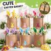 imageDomensi 12 Pcs Easter Tote Bag Set with Bunny Headband Reusable Jute Easter Burlap Totes 6 Bunny Ears Headband for Kids Bulk Bags for Egg Hunt Candy Party Favors Spring Hunting Daily Use