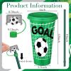 imageDomensi 12 Pcs Pink Soccer Plastic Tumbler with Lid and Straw 24oz Reusable Plastic Cups with Straw Cover Caps Soccer Party Favors Gifts for Fan Friend Guest Birthday Office Sport Party SuppliesGreen