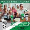 imageDomensi 12 Pcs Pink Soccer Plastic Tumbler with Lid and Straw 24oz Reusable Plastic Cups with Straw Cover Caps Soccer Party Favors Gifts for Fan Friend Guest Birthday Office Sport Party SuppliesBlack White Green