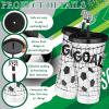 imageDomensi 12 Pcs Pink Soccer Plastic Tumbler with Lid and Straw 24oz Reusable Plastic Cups with Straw Cover Caps Soccer Party Favors Gifts for Fan Friend Guest Birthday Office Sport Party SuppliesBlack White