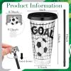 imageDomensi 12 Pcs Pink Soccer Plastic Tumbler with Lid and Straw 24oz Reusable Plastic Cups with Straw Cover Caps Soccer Party Favors Gifts for Fan Friend Guest Birthday Office Sport Party SuppliesBlack White