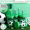 imageDomensi 12 Pcs Pink Soccer Plastic Tumbler with Lid and Straw 24oz Reusable Plastic Cups with Straw Cover Caps Soccer Party Favors Gifts for Fan Friend Guest Birthday Office Sport Party SuppliesGreen